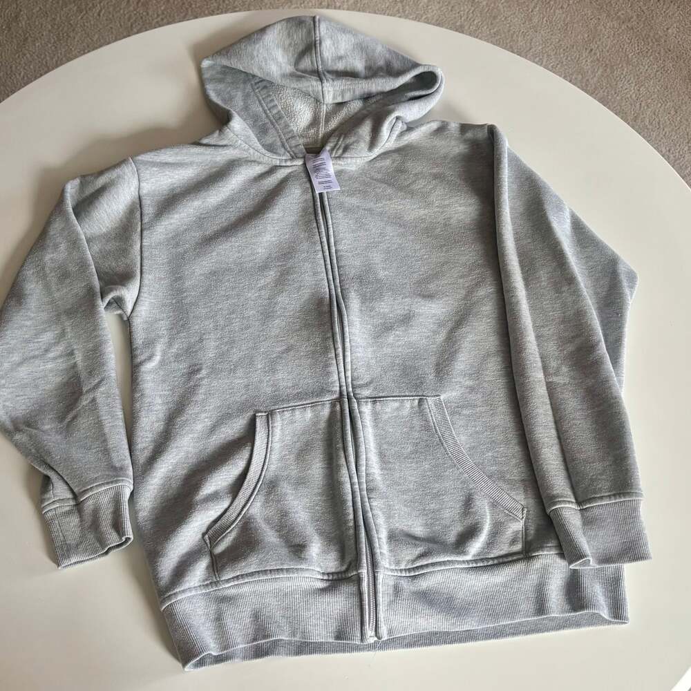 Danskin Women's Ultra Cozy Fleece Full Zip Hooded Jacket in Light Grey Heather